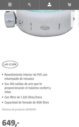 Spa de hidromasaje inflable para 4-6 personas