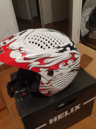 Casco Trial Helix Blanco y Rojo