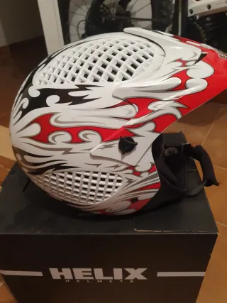 Casco Trial Helix Blanco y Rojo