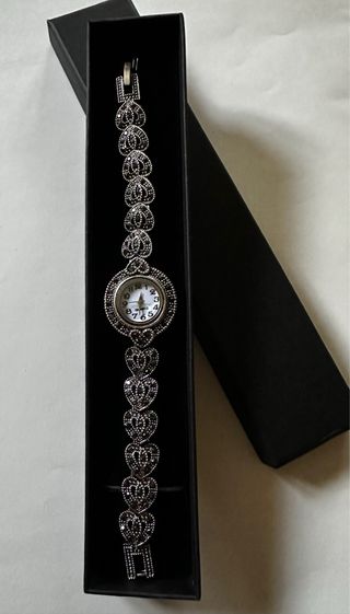 Orologio argento vintage con cuori