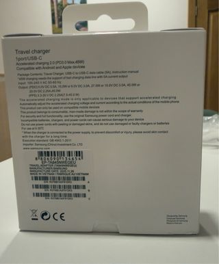 Adaptador Samsung 45W PD + Cable USB-C