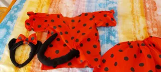 Vestito Minnie pois rossi con orecchie e coda