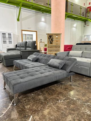 Envio gratis - Sofá Cama Gris Terciopelo