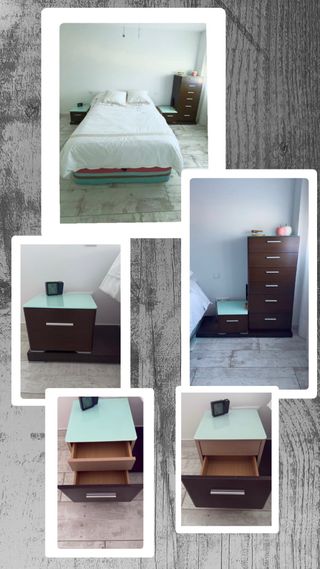 Mesitas de noche de madera y cristal + sinfonier