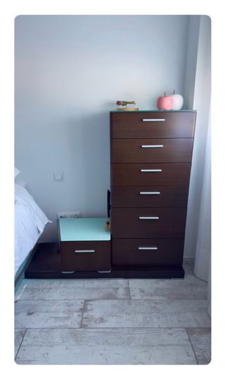 Mesitas de noche de madera y cristal + sinfonier