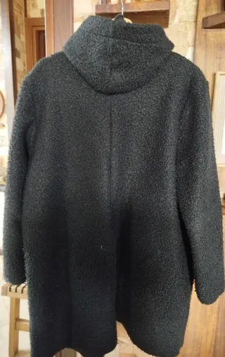 Cappotto lana nero con cappuccio