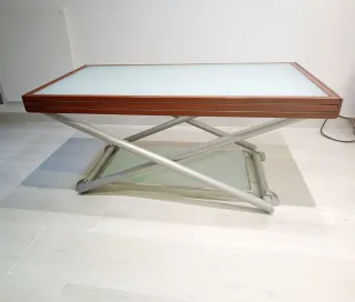Mesa centro elevable madera y cristal