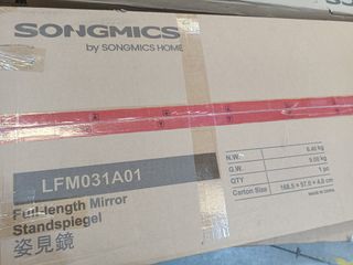 SONGMICS Espejo de cuerpo entero arqueado con soporte 160 x 50 cm Oro