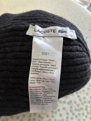 Gorro Lacoste Gris - Negro