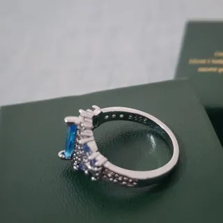 Anillo Plata con Piedra Azul Marquise