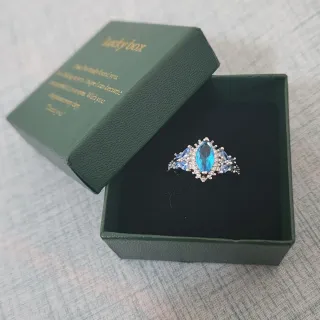 Anillo Plata con Piedra Azul Marquise