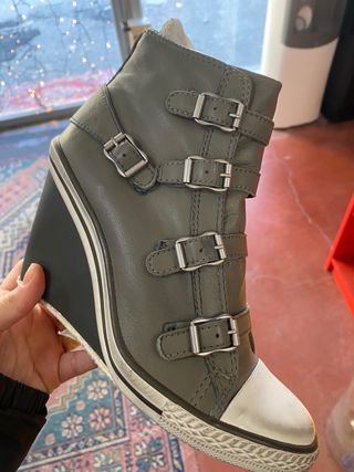 Ash Stivaletti Zeppa Fibbie Verde Oliva