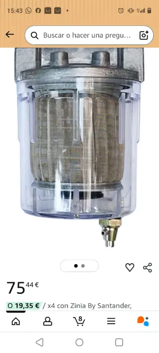 Filtro de agua/aire transparente