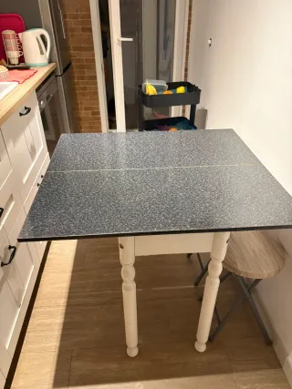 Mesa Cocina Plegable Gris y Blanca