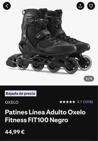 Patines Fitness Oxelo FIT100 Negro Adulto