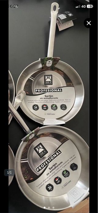 Set 2 Sartenes acero inox BRA Profesional 24/26 cm