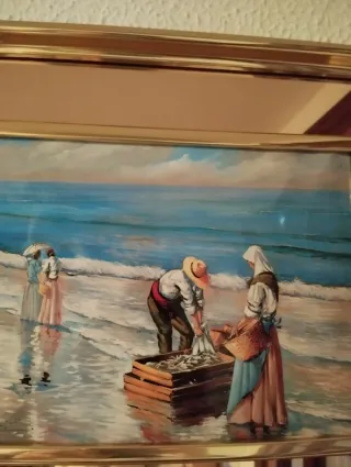 Cuadro decorativo con marco dorado