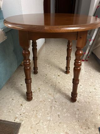 Mesa redonda madera y tapa de cristal de regalo
