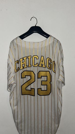 Camiseta Chicago 23 Dorada Rayas