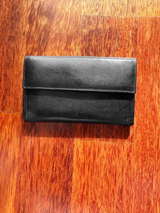 Cartera Piel Duck Negra Vintage Unisex Cuero