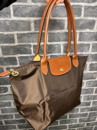 Bolso Longchamp L Marrón Piel Nylon