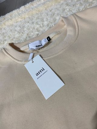 Ami Paris Sudadera Beige Corazón