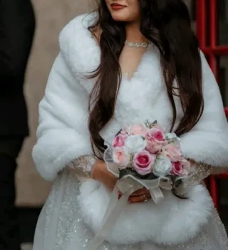 Abrigo novia Wedding Boda blanco mujer Pronovias