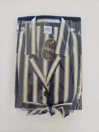 Vestaglia Boselli a righe blu e beige taglia M