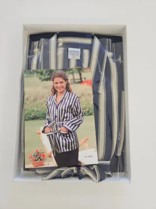 Vestaglia Boselli a righe blu e beige taglia M