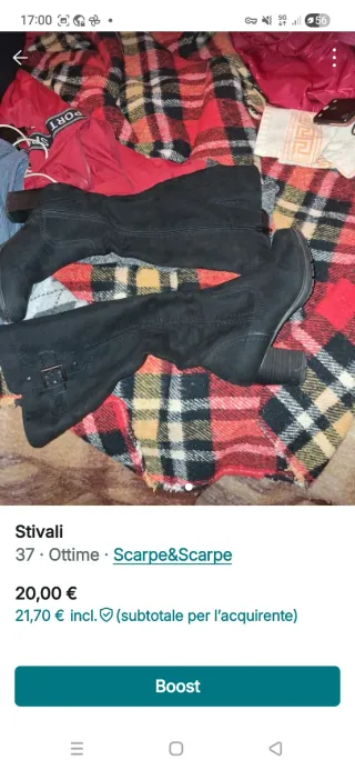 Stivali alti neri in velluto tacco 37