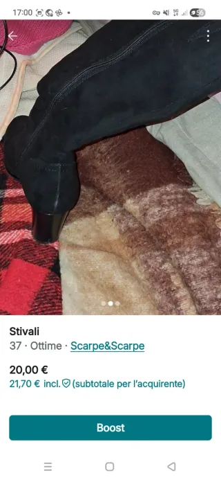 Stivali alti neri in velluto tacco 37