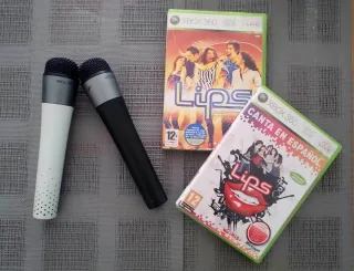 2 Micrófonos + 2 Juegos Lips Xbox 360