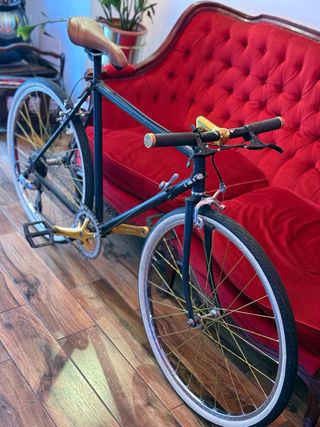 Bicicleta tipo Fixie Negra y Dorada