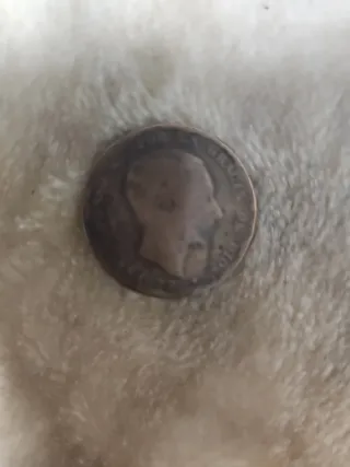 Moneda antigua con escudo y corona