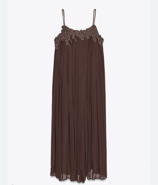 Vestido Zara Largo Bordado Talla Única