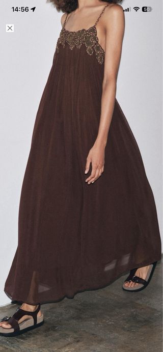 Vestido Zara Largo Bordado Talla Única