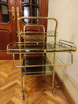 Camarera bar dorada vintage cristal metal