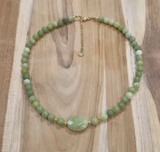 Collana in giada verde limone