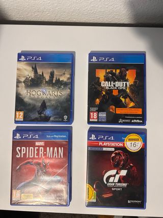 Pacchetto 4 Giochi PS4: Hogwarts, Spiderman, COD, GT