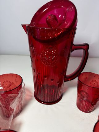 Caraffa e 6 Bicchieri Rosso