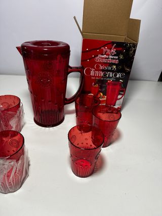 Caraffa e 6 Bicchieri Rosso