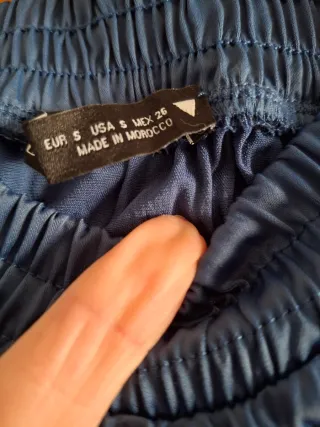 Falda larga azul arrugada Talla S