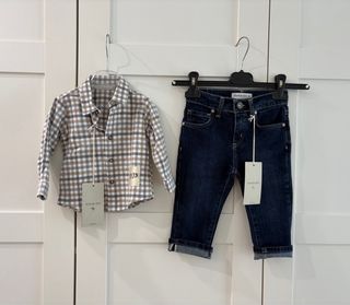 Completo neonato camicia e jeans