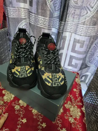 Scarpe Versace Chain Uomo Nero Oro