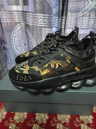 Scarpe Versace Chain Uomo Nero Oro