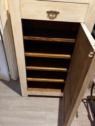 Mueble recibidor madera con baldas y cajón