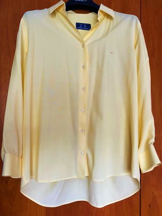 Camisa Vintage Mujer Talla M Amarillo Artesana
