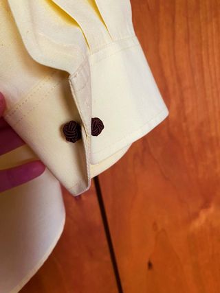 Camisa Vintage Mujer Talla M Amarillo Artesana