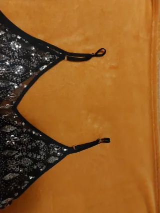 Top fiesta lentejuelas negro y dorado