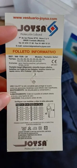 2 Pantalones Trabajo Mujer T38 Azul